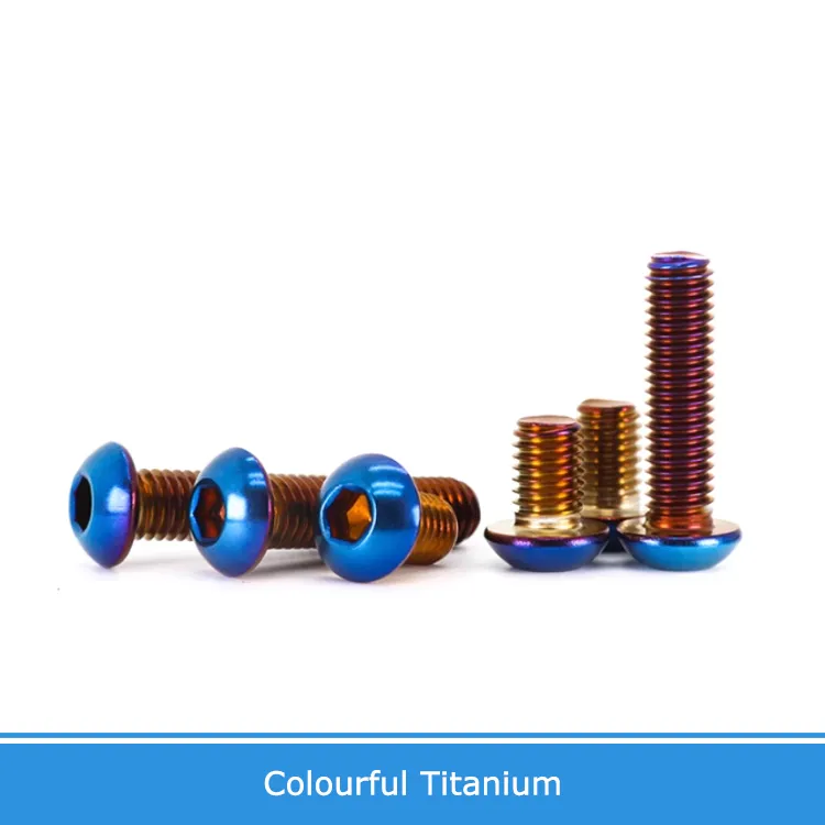 Gr2 Titanium Screw ISO7380 M3 M4 M5 M6 M8 Colourful Titanium Hex Hexagon Socket Button Head Screw for Bicycle Motorcycle Parts