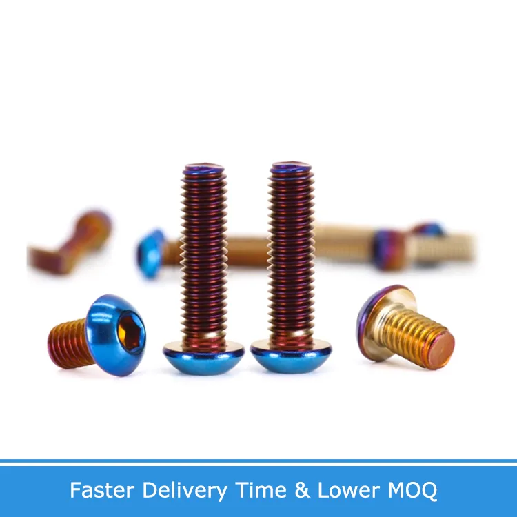Gr2 Titanium Screw ISO7380 M3 M4 M5 M6 M8 Colourful Titanium Hex Hexagon Socket Button Head Screw for Bicycle Motorcycle Parts