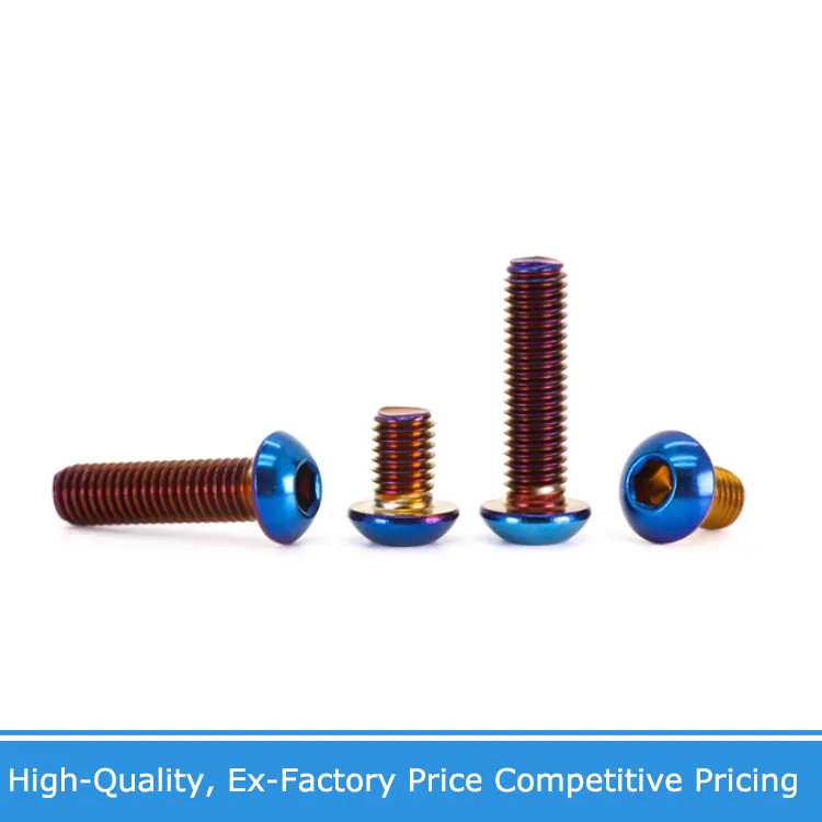 Gr2 Titanium Screw ISO7380 M3 M4 M5 M6 M8 Colourful Titanium Hex Hexagon Socket Button Head Screw for Bicycle Motorcycle Parts