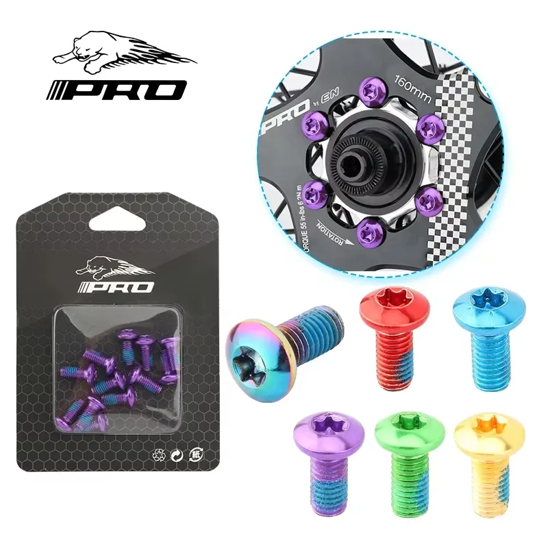 Iiipro MTB Disc Brake Fixing Screw 12PCS T25 Color Alloy Steel Bicycle Accessories Folding Mountain Parts Screws