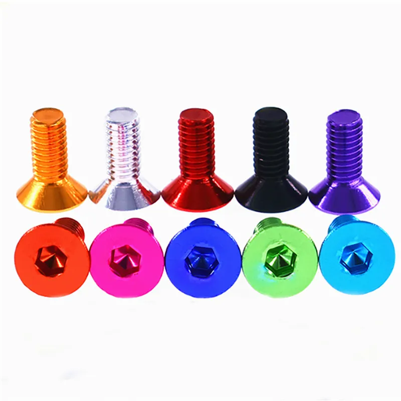 M4 Hex Socket Countersunk Head Flat Head Screw / Bolts Anodized Aluminum Alloy 4mm Metric for Bicycle