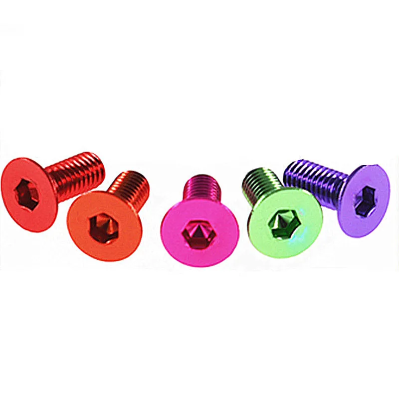 M4 Hex Socket Countersunk Head Flat Head Screw / Bolts Anodized Aluminum Alloy 4mm Metric for Bicycle