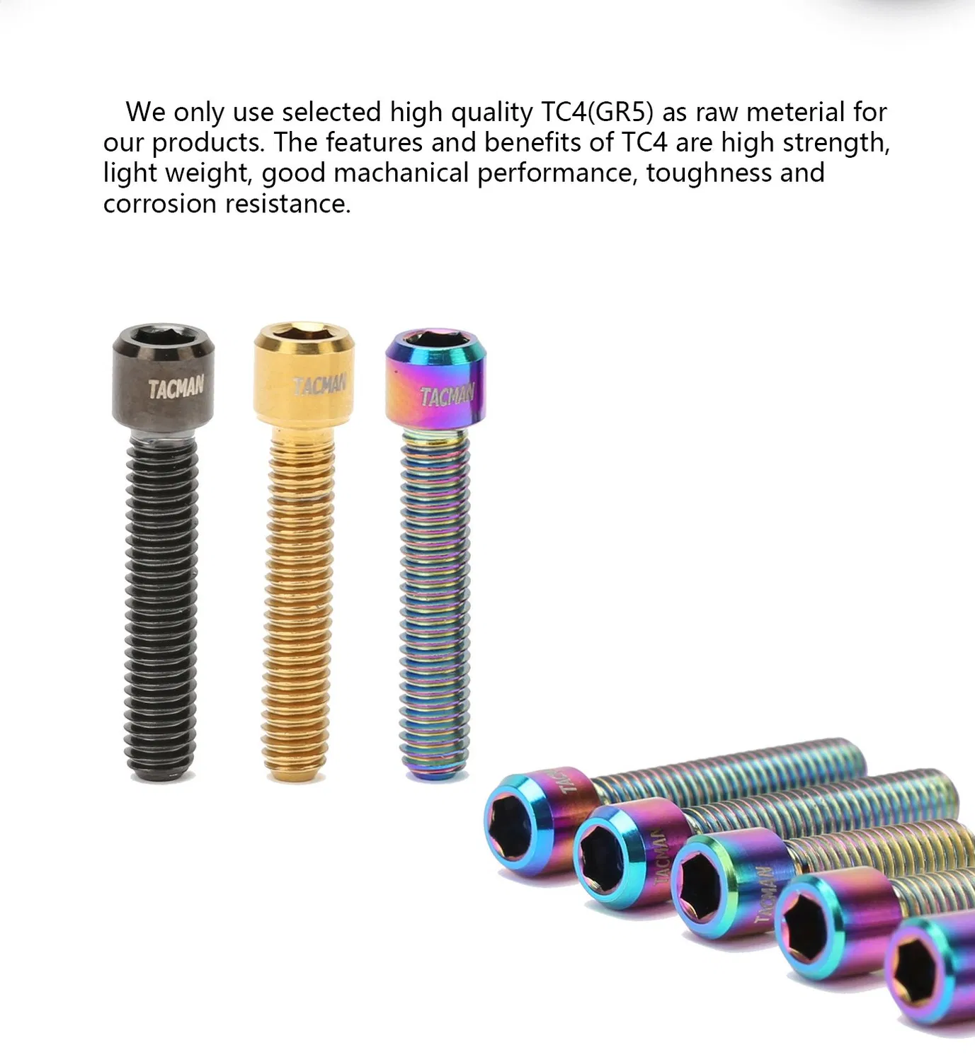 Mountain Bike Bolts M4*13.5mm M4*20mm L/H Screws Factory Prices Ti Grade 5.0 DIN Standard PVD Coating 3 PCS / 6 PCS Ti Screws