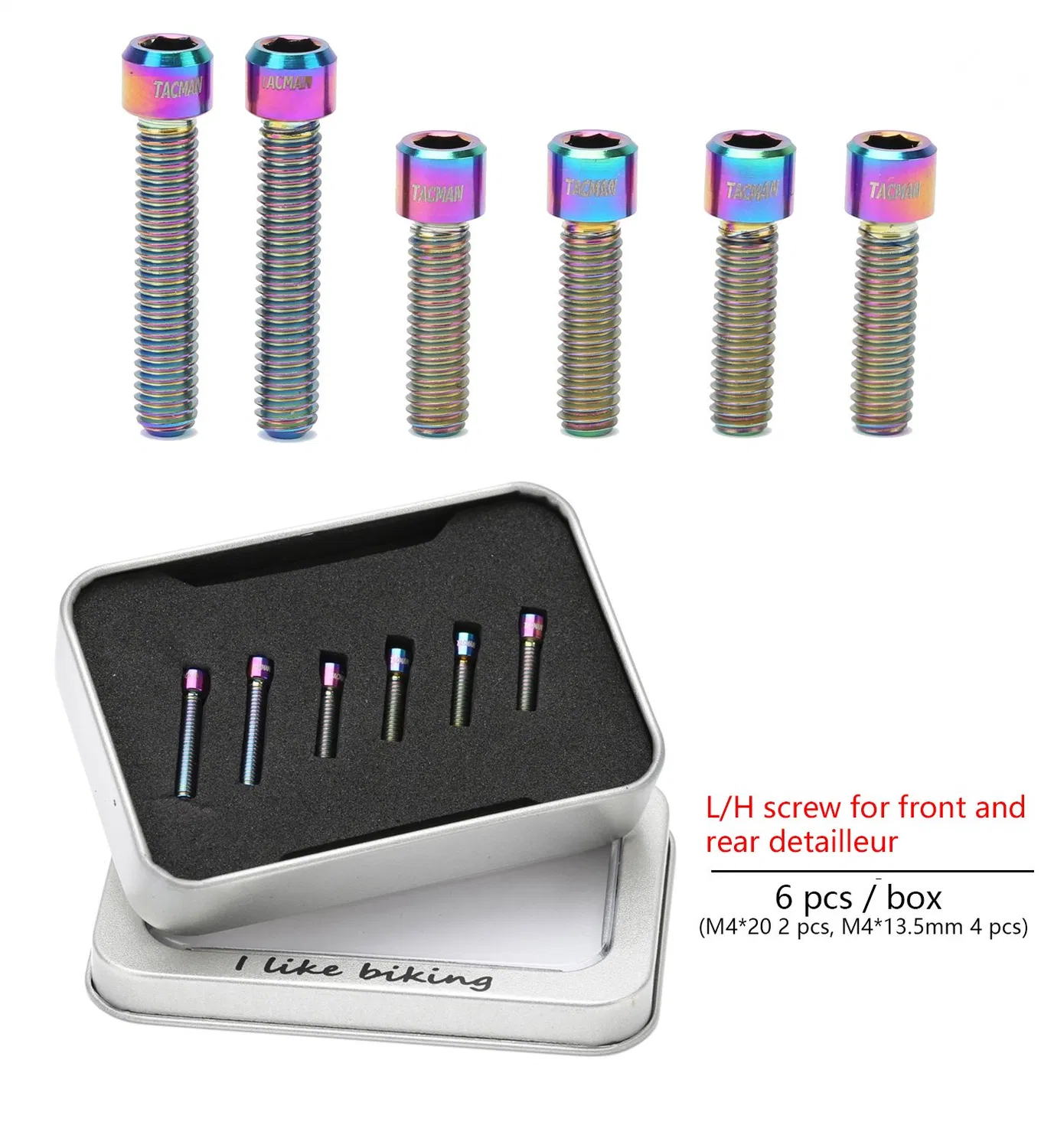 Mountain Bike Bolts M4*13.5mm M4*20mm L/H Screws Factory Prices Ti Grade 5.0 DIN Standard PVD Coating 3 PCS / 6 PCS Ti Screws