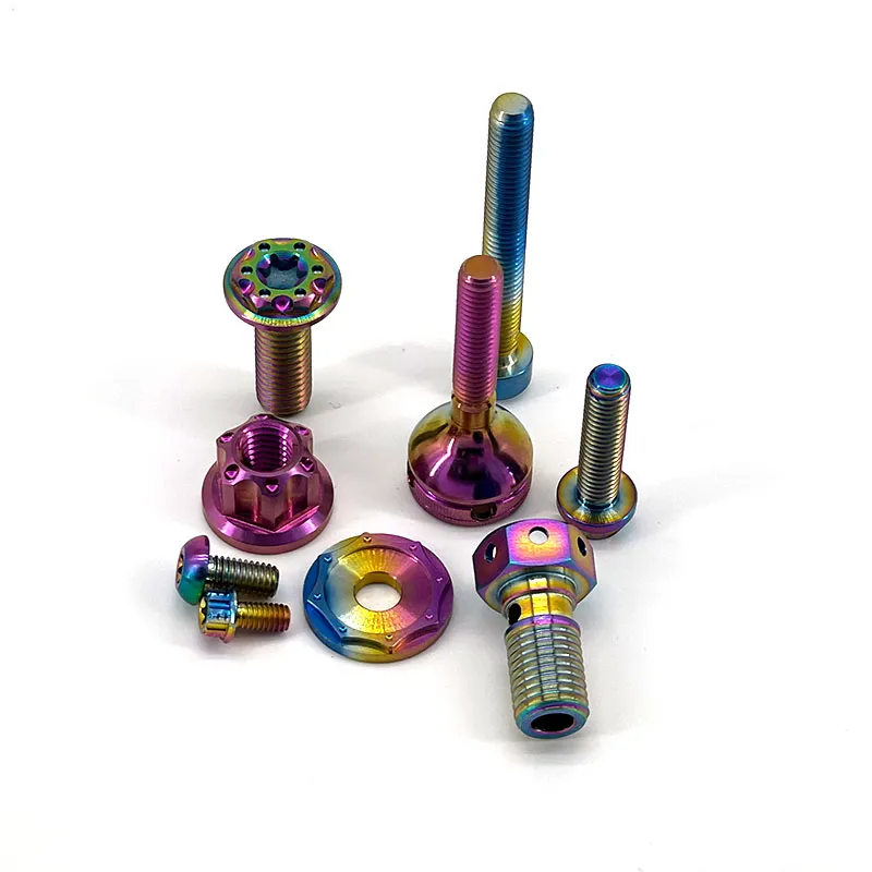 Premium Gr2 Flat Head Titanium Alloy Hex Stud Nail Screw Bolt for Motorcycles Bikes