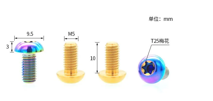 Titanium M5X10mm T25 Disc Brake Screw for Mountain Bike & Road Bike